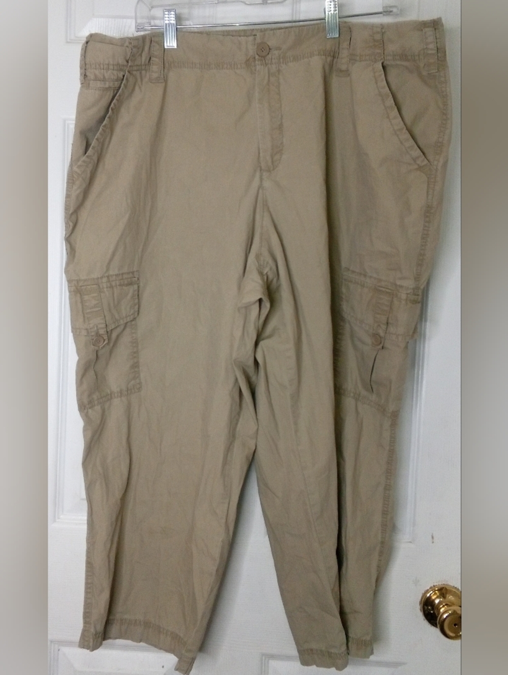 Caribbean Joe Women Tan Capri Cargo Pants with Side Pockets